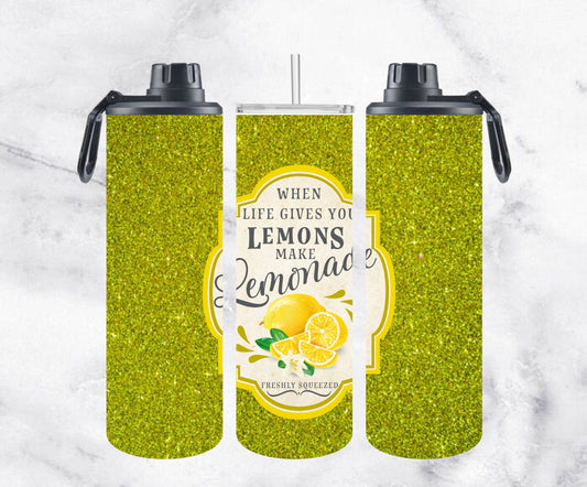 Dual-Lid Glitter Sport Bottles / Tumblers - Lemonade