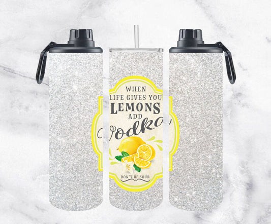 Dual-Lid Glitter Sport Bottles / Tumblers - Lemon Vodka
