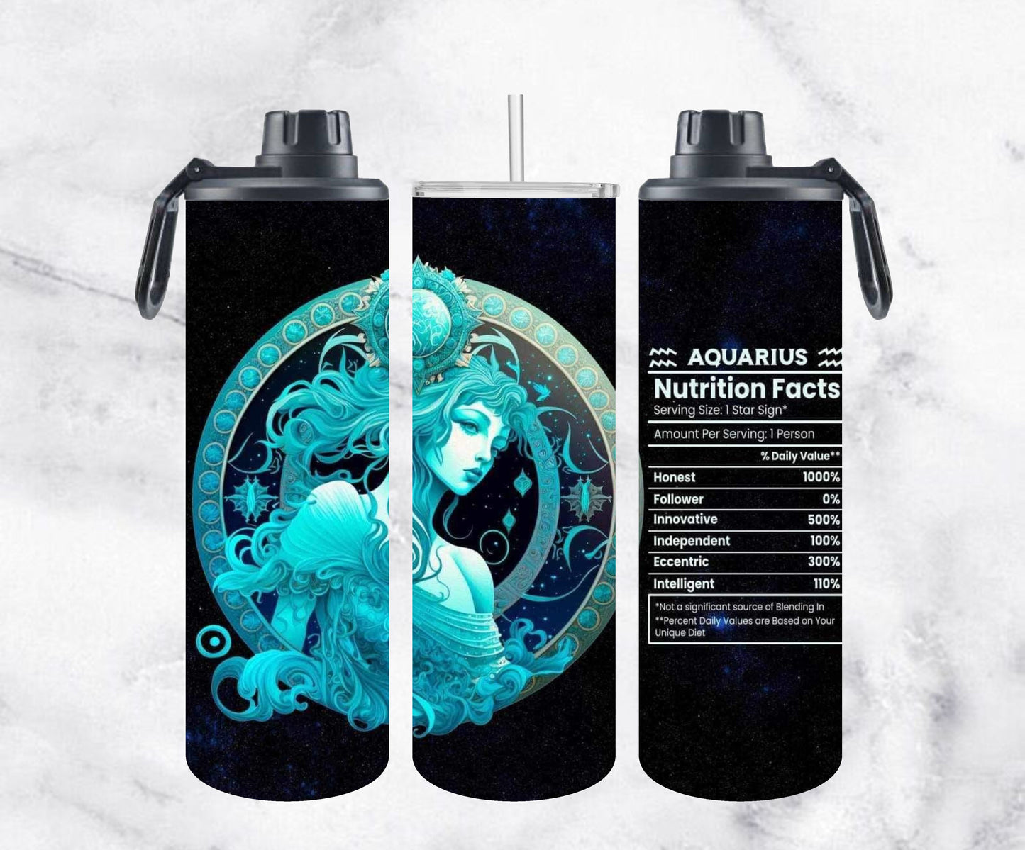 Zodiac Dual-Lid Sport Bottles - Aquarius