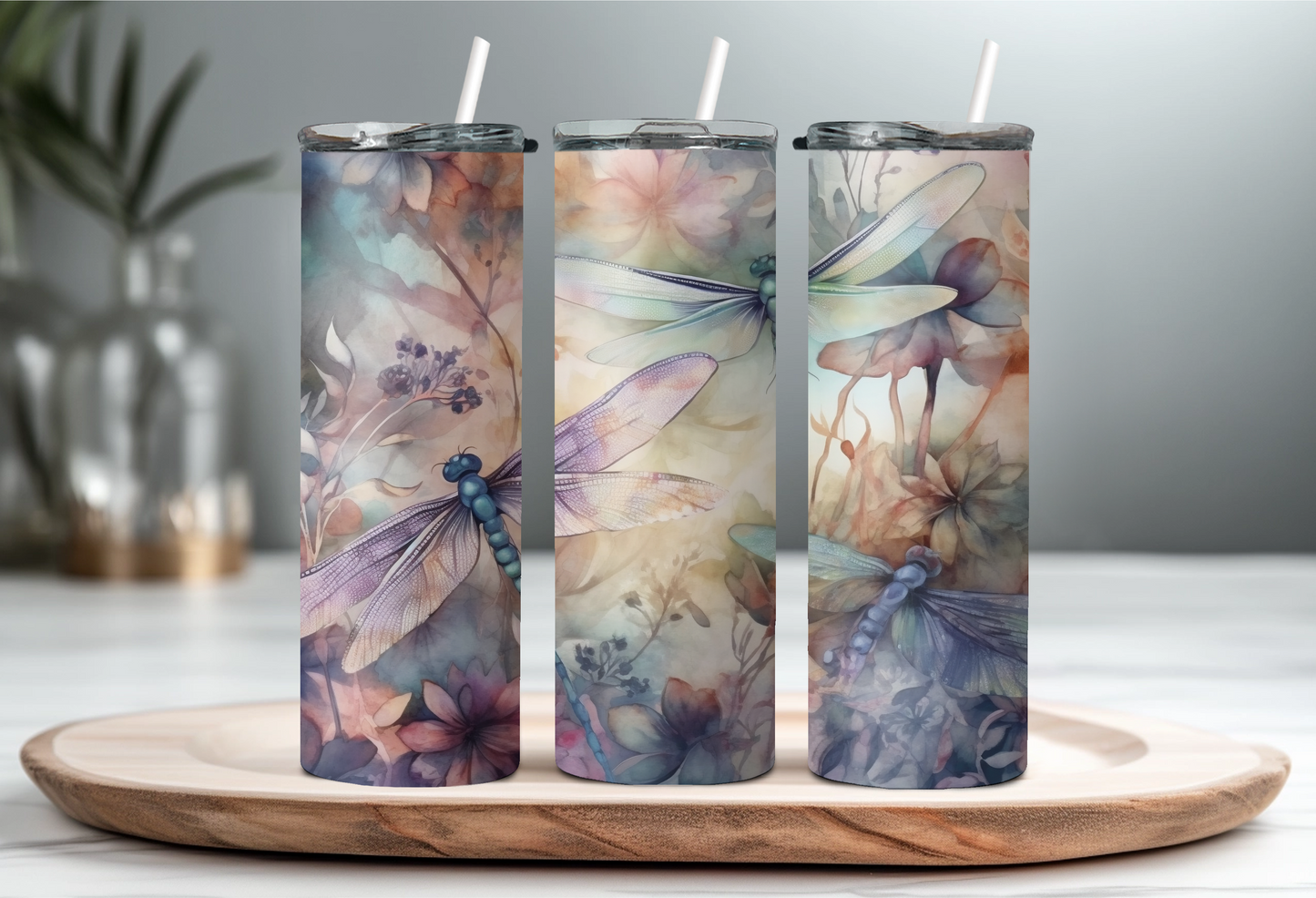 Watercolor Dragonfly 20oz Tumblers